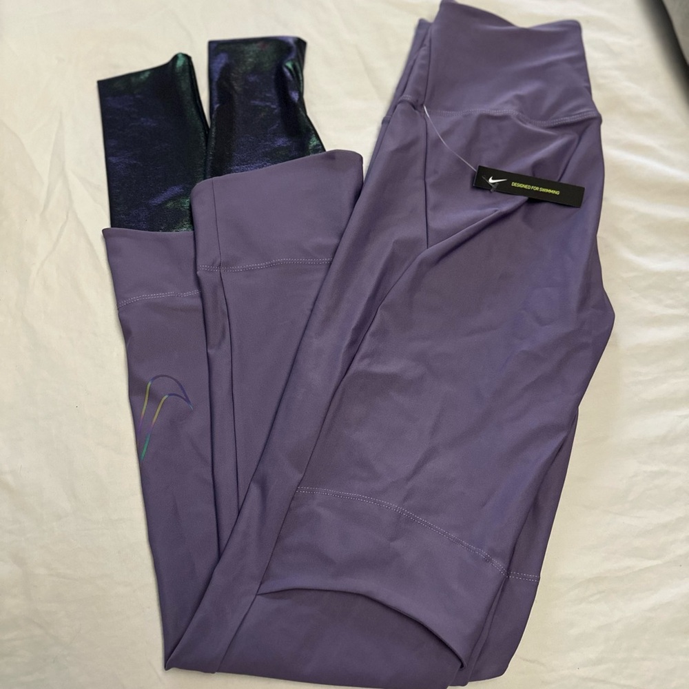 Nike Women's Lavender and Black Leggings